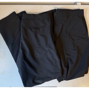 2 Pairs BANANA REPUBLIC Dress Pants Mens 38x34 Black Relaxed Fit Slacks EUC